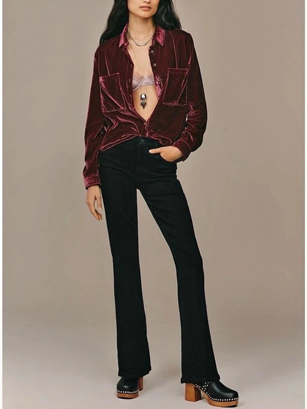 MOTHER The Weekender Mid-Rise Flare Jeans Black